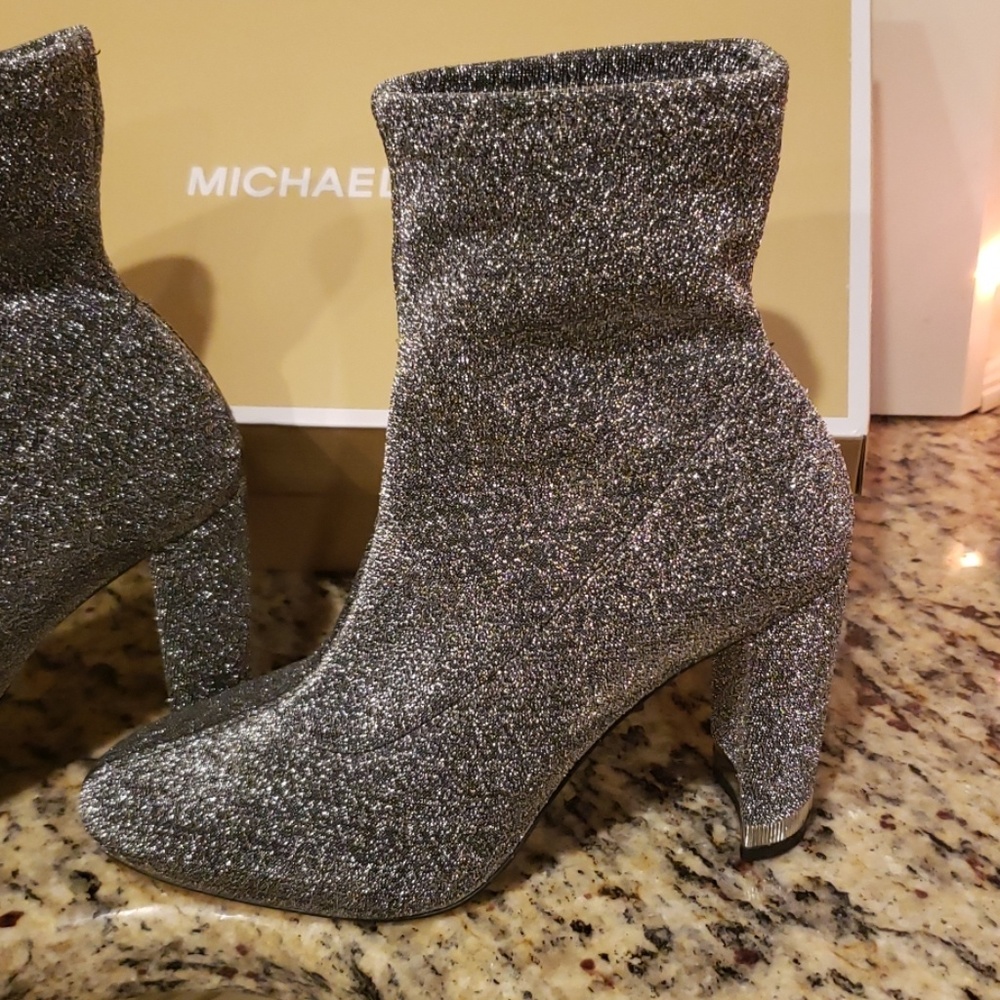 Michael Kors silver heeled ankle boots - Picture 2 of 5